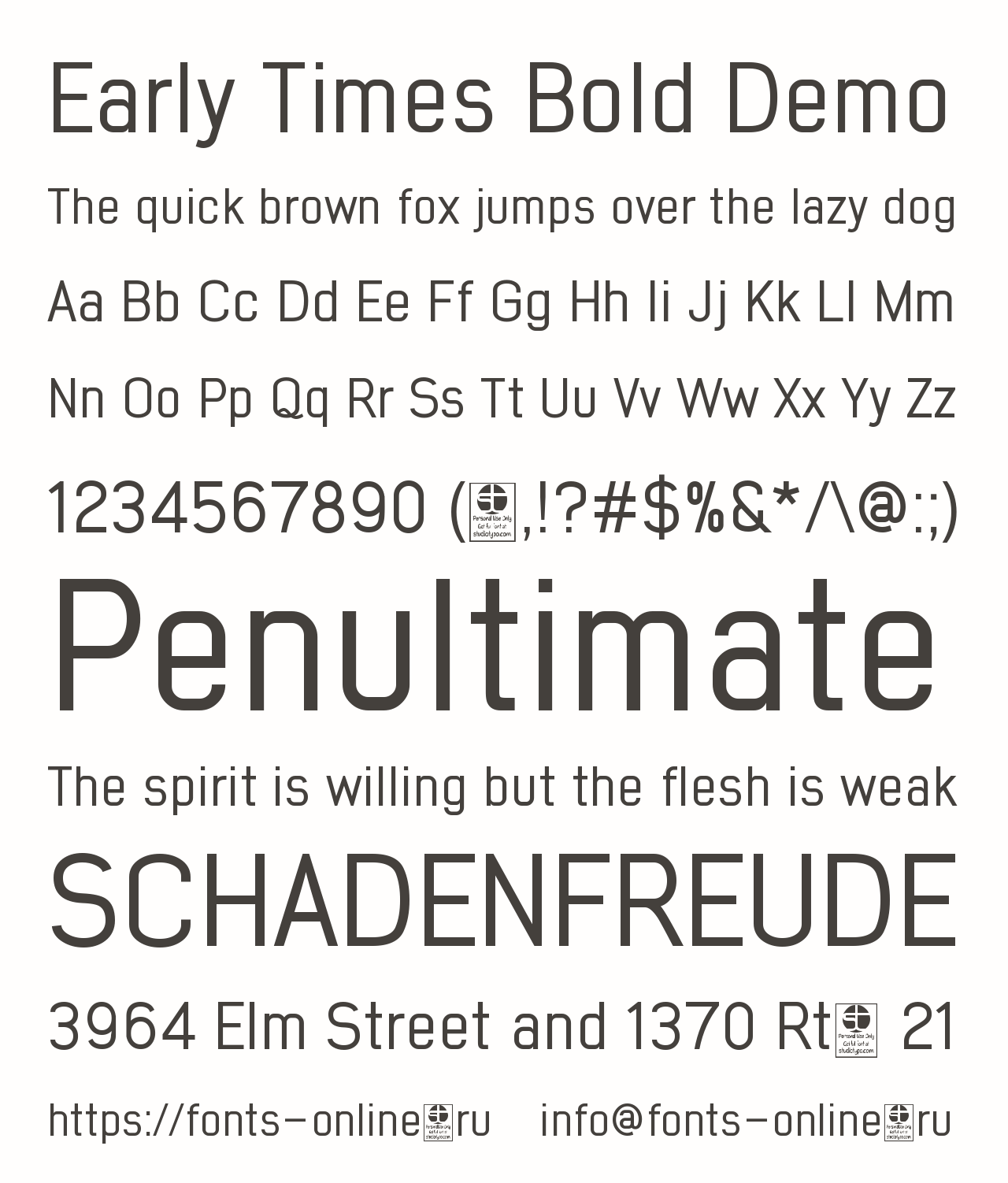 Early Times Bold Demo Free Font Download